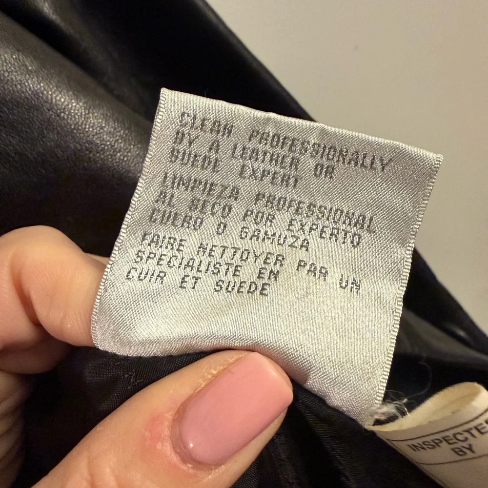 Nine West Black Leather Jacket | Women’s Large | Classic Button Front